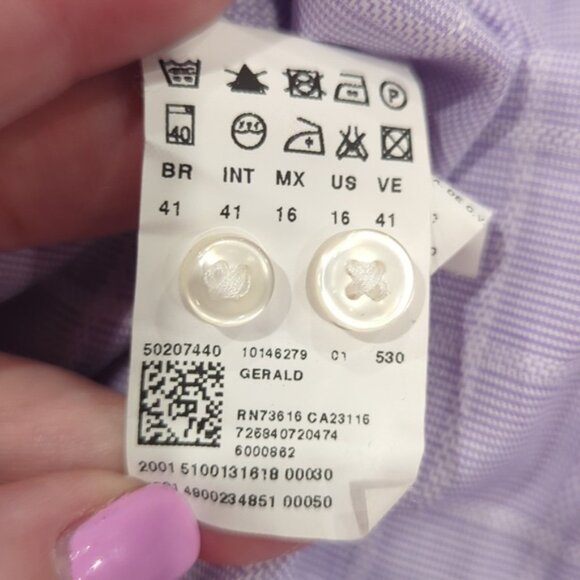 Hugo Boss regular fit Purple Large Check Long sleeve dress shirt - Picture 6 of 9